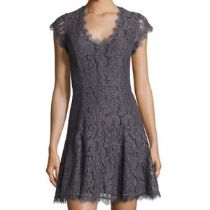 $348 Joie Eshe C Gray Lace Mini NWOT Party Dress Cap Sleeves 4